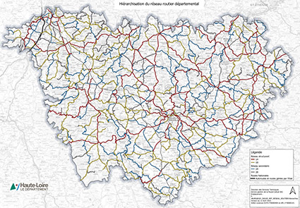 Carte du réseau routes de Haute-Loire