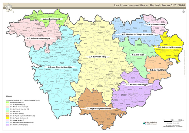 Carte des intercommunalités de la Manche avec communes