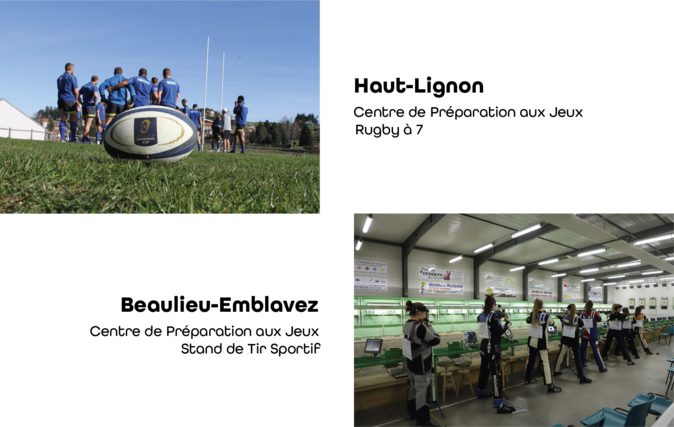 Les deux centres de préparation des jeux en Haute-Loire : le Haut-Lignon avec le rugby à 7 et Beaulieu-Emblavez avec le stand de tir sportif